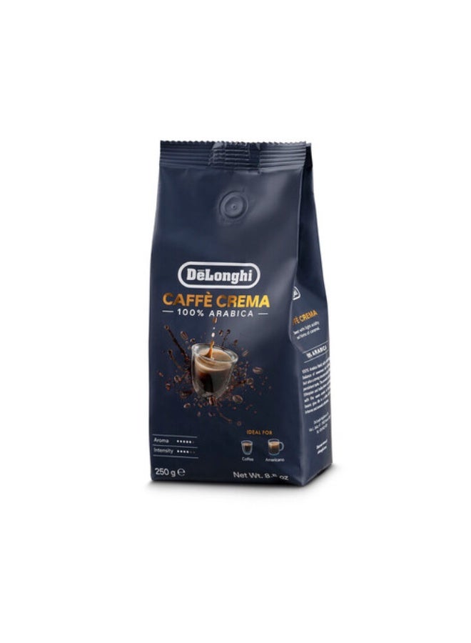 De'Longhi Caffe Crema Whole Coffee Beans 250g, 100% Arabica, Smooth & Balanced Flavor, Ideal for Coffee & Americano – DLSC602